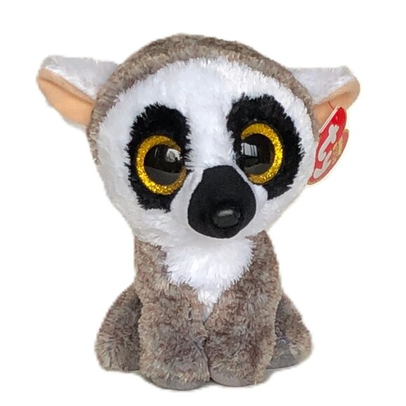 Ty New w/ Tag Beanie Boos Linus grey and white lemur 6" - Picture 1 of 9